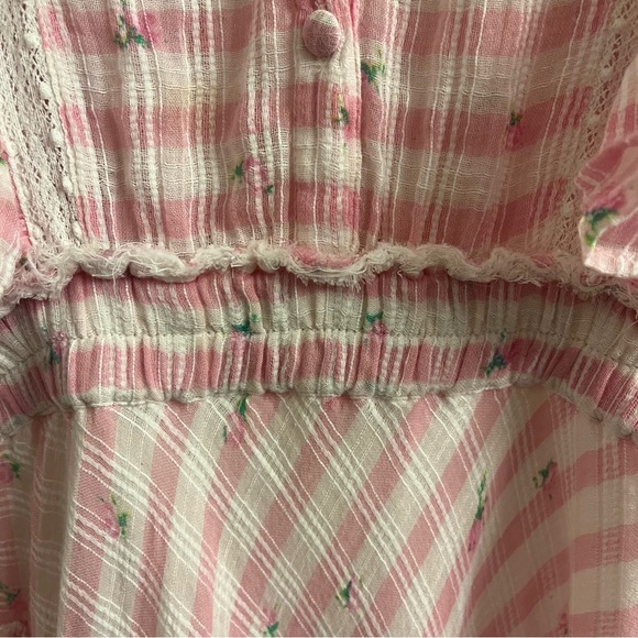 LoveShackFancy Leon Pink Pop Rock Floral Gingham Mini Dress Medium - Picture 12 of 15